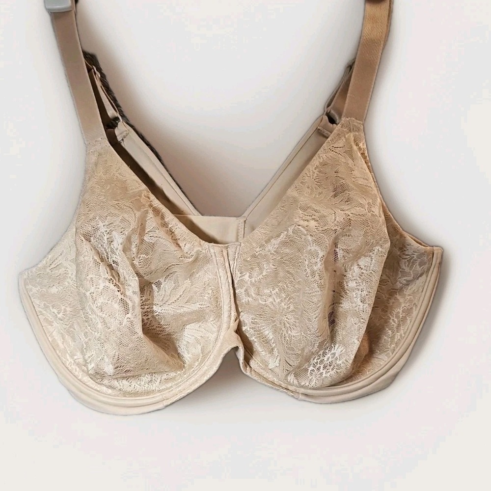 Modern Movement Full Coverage Nude Lace Overlay Comfort Bra Sz 38DD NT23
